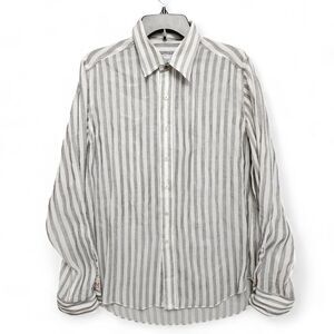 Robert Graham Shirt Mens Large Slim Striped Sheer Woven‎ Lightweight Button Up